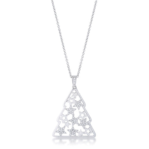 .2 ct CZ Christmas Tree With Mixed Stars Pave Holiday Pendant by Avera Fragrances