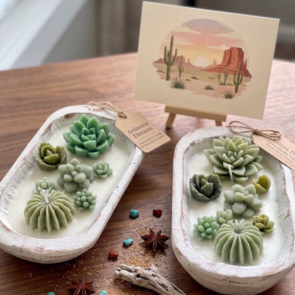 Arizona Dream Cactus Wooden Bowl Candle | Hand-Poured Desert Scent