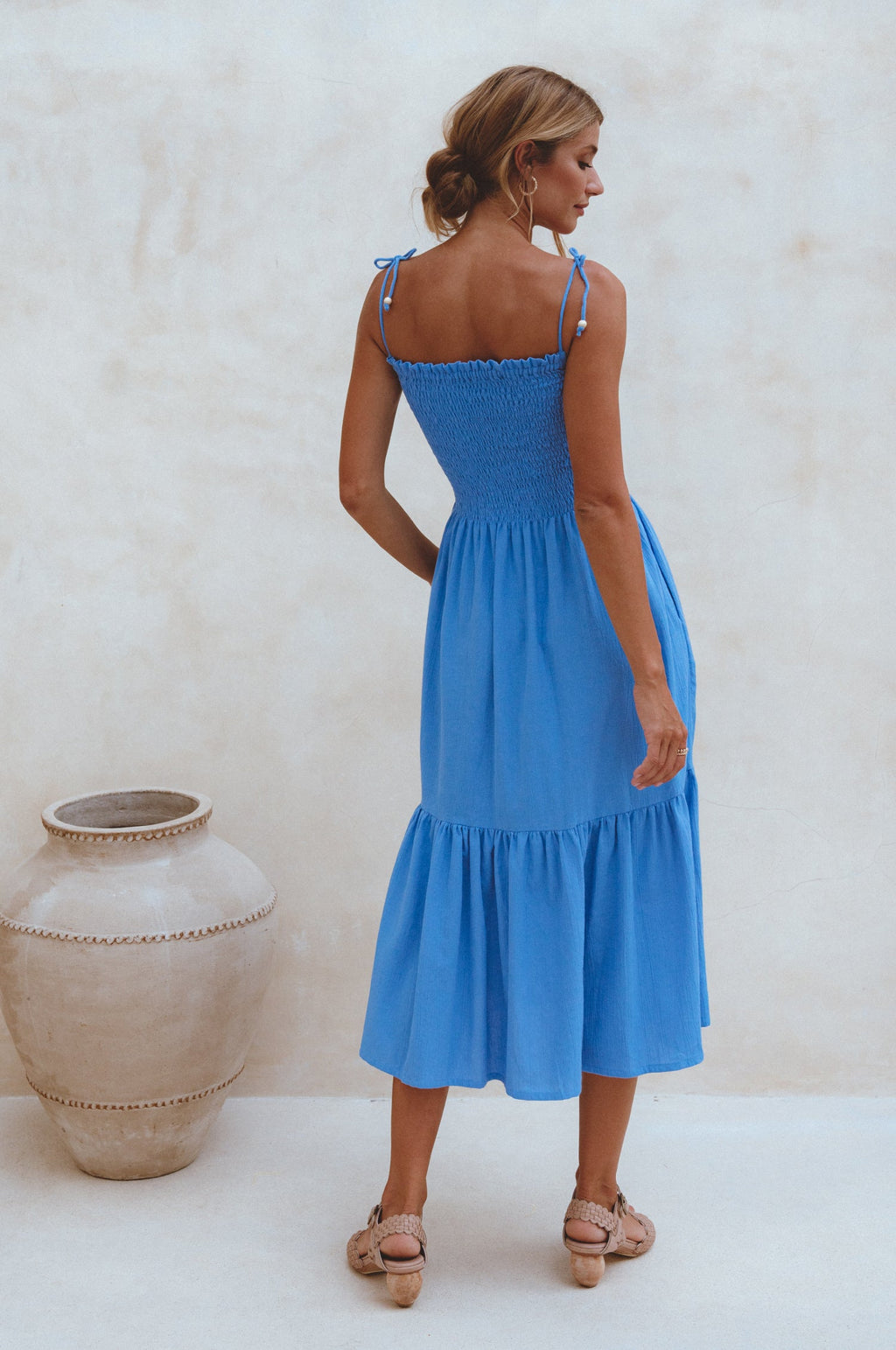 Paradiso Strappy Linen Midi Dress by Bali ELF