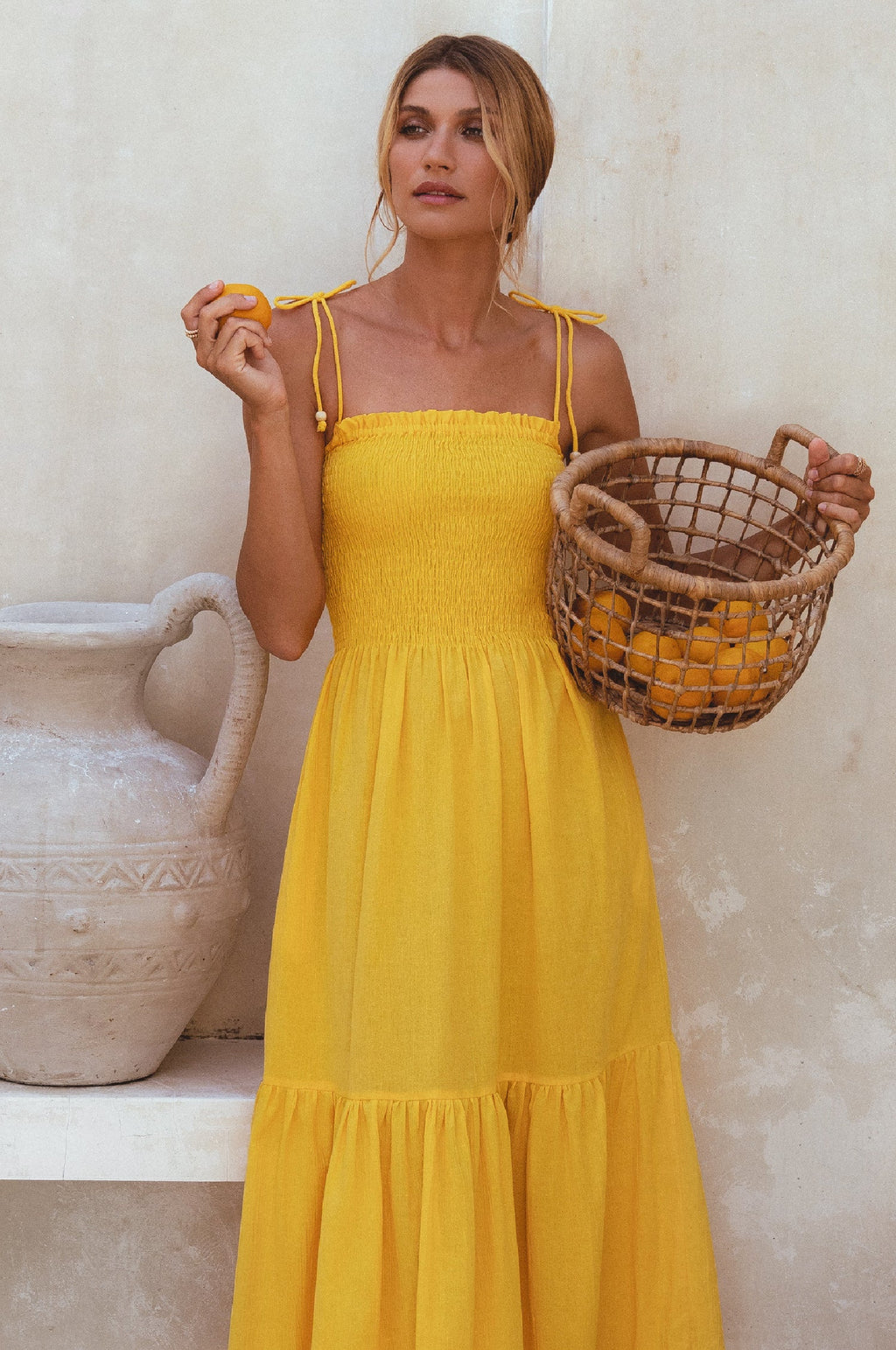Paradiso Strappy Linen Midi Dress by Bali ELF