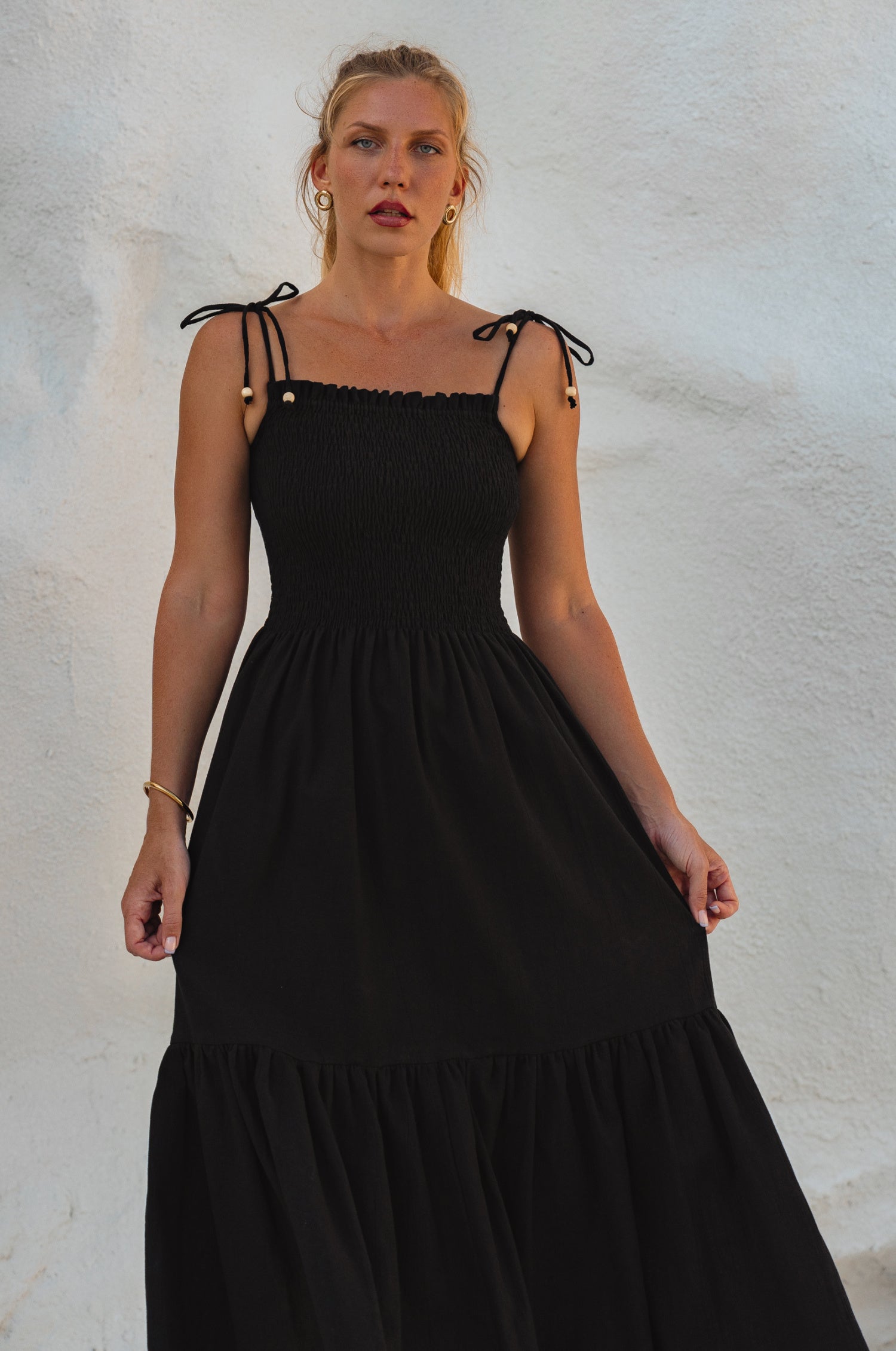 Paradiso Strappy Linen Midi Dress by Bali ELF