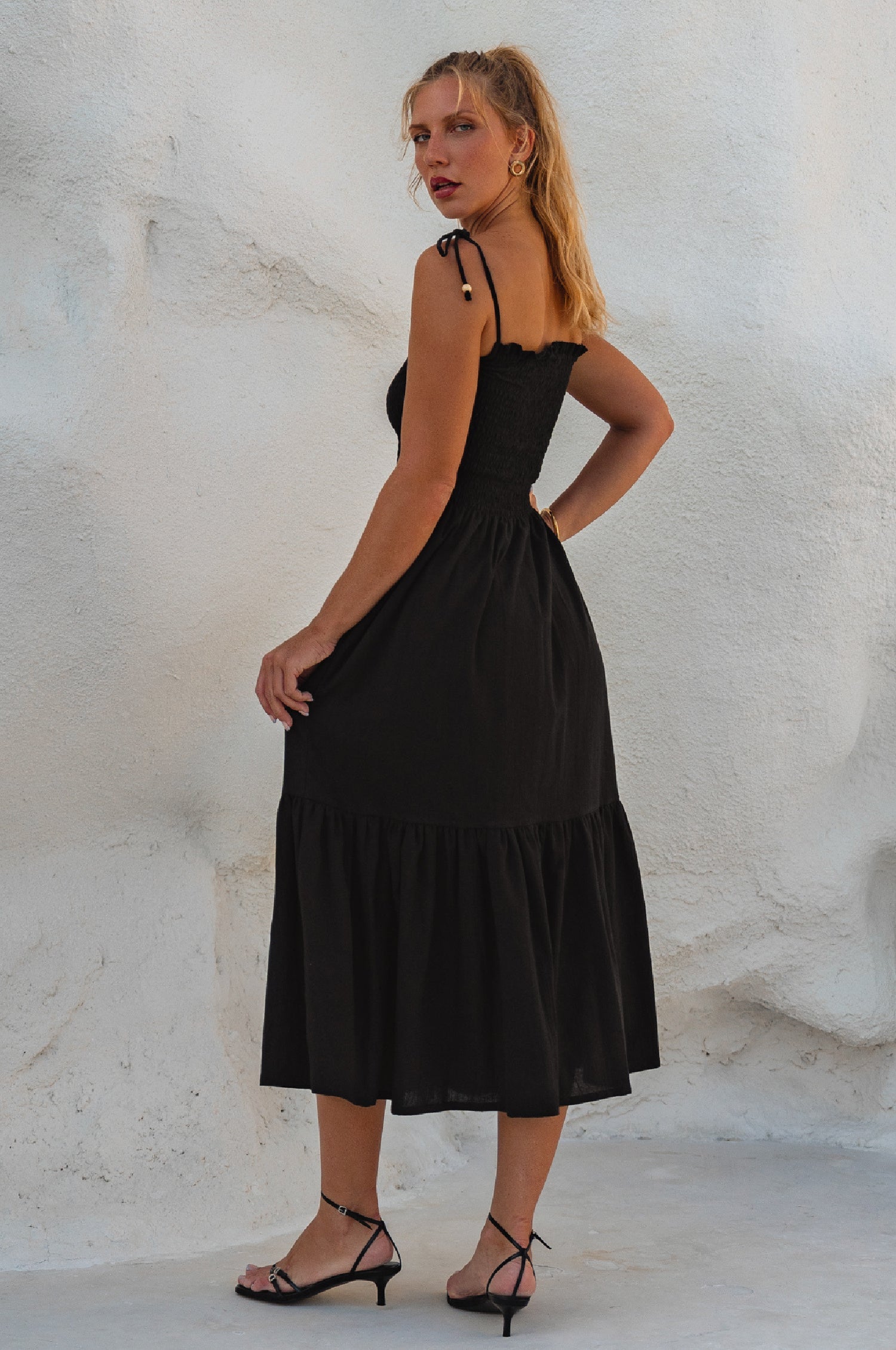 Paradiso Strappy Linen Midi Dress by Bali ELF