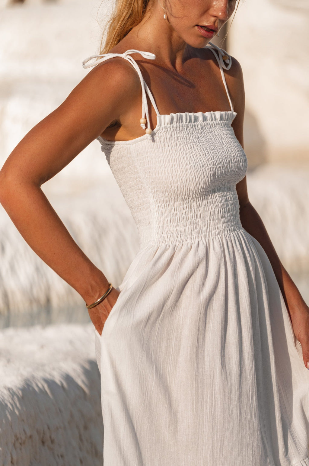Paradiso Strappy Linen Midi Dress by Bali ELF