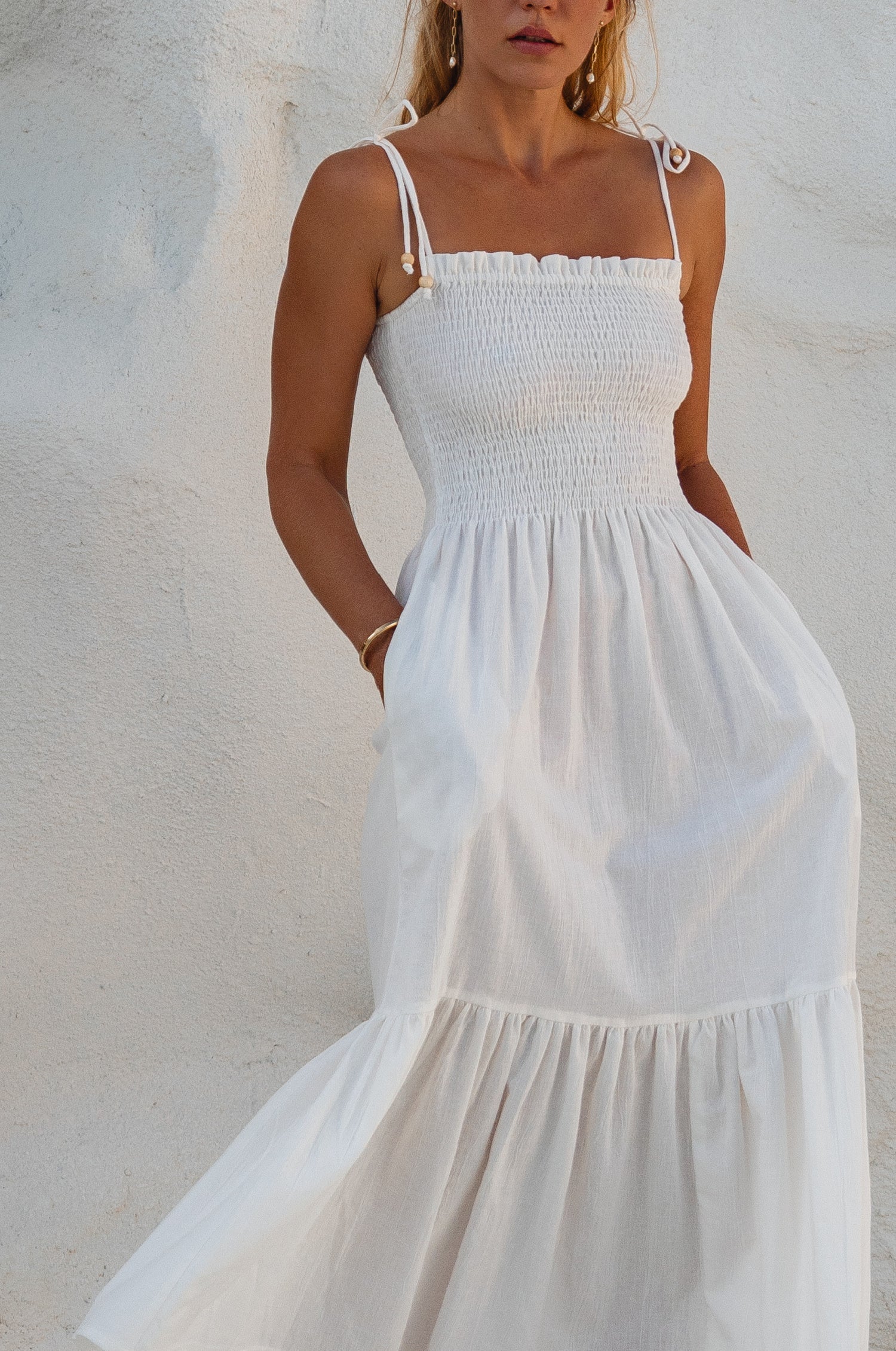 Paradiso Strappy Linen Midi Dress by Bali ELF