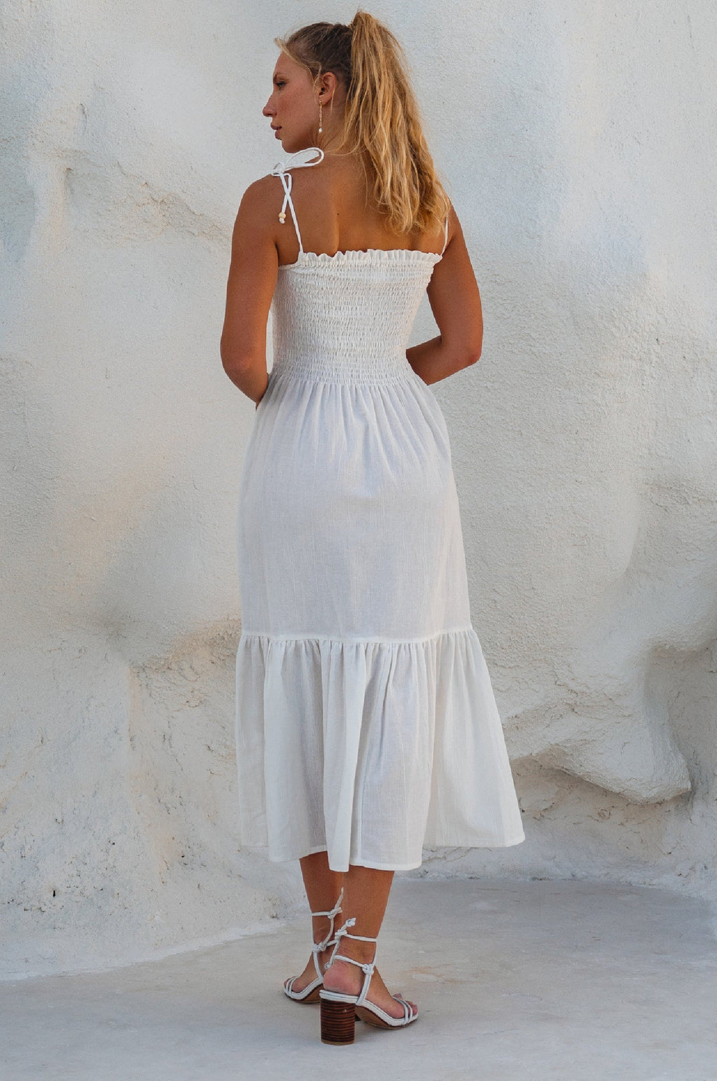 Paradiso Strappy Linen Midi Dress by Bali ELF