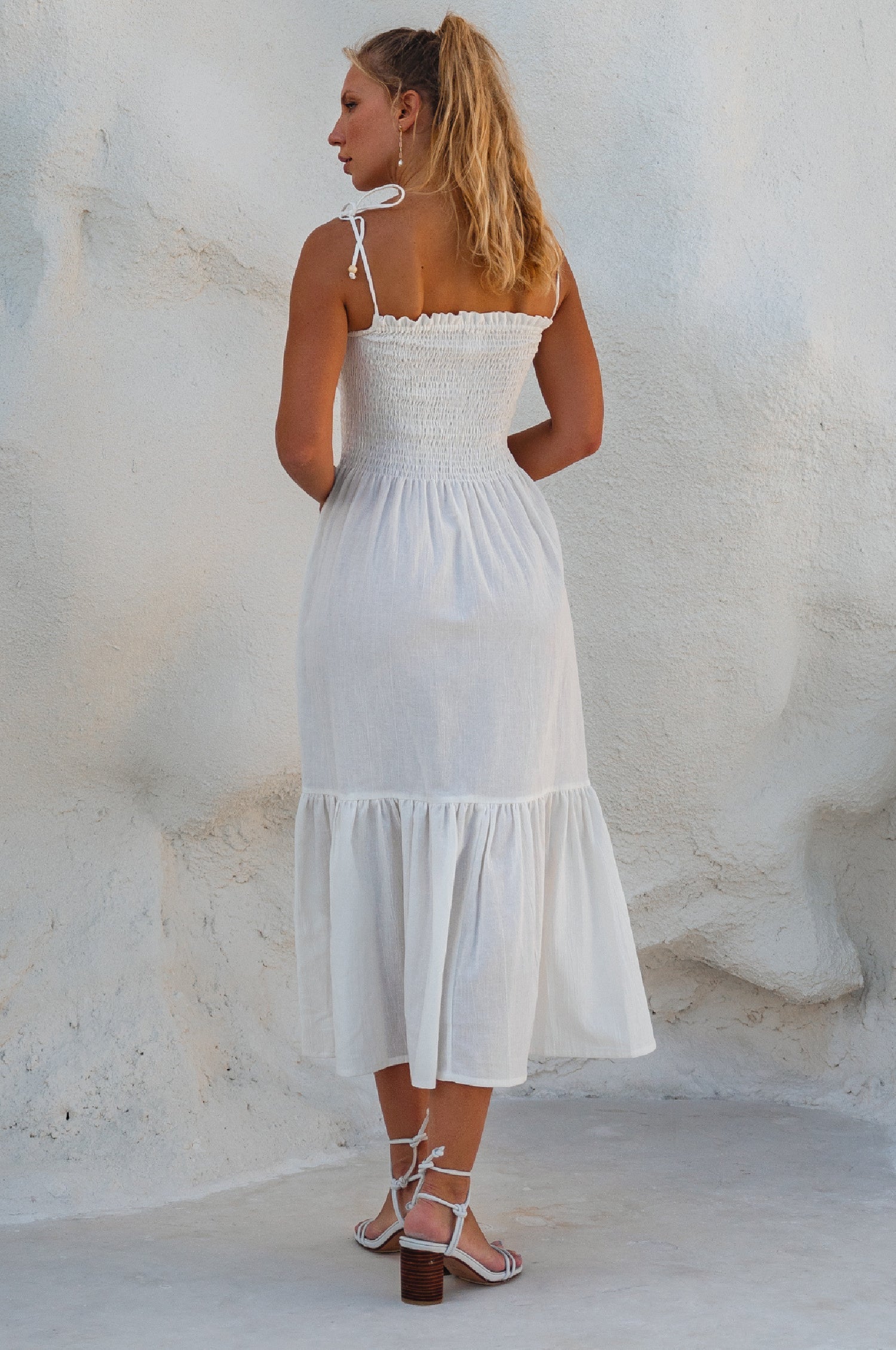Paradiso Strappy Linen Midi Dress by Bali ELF
