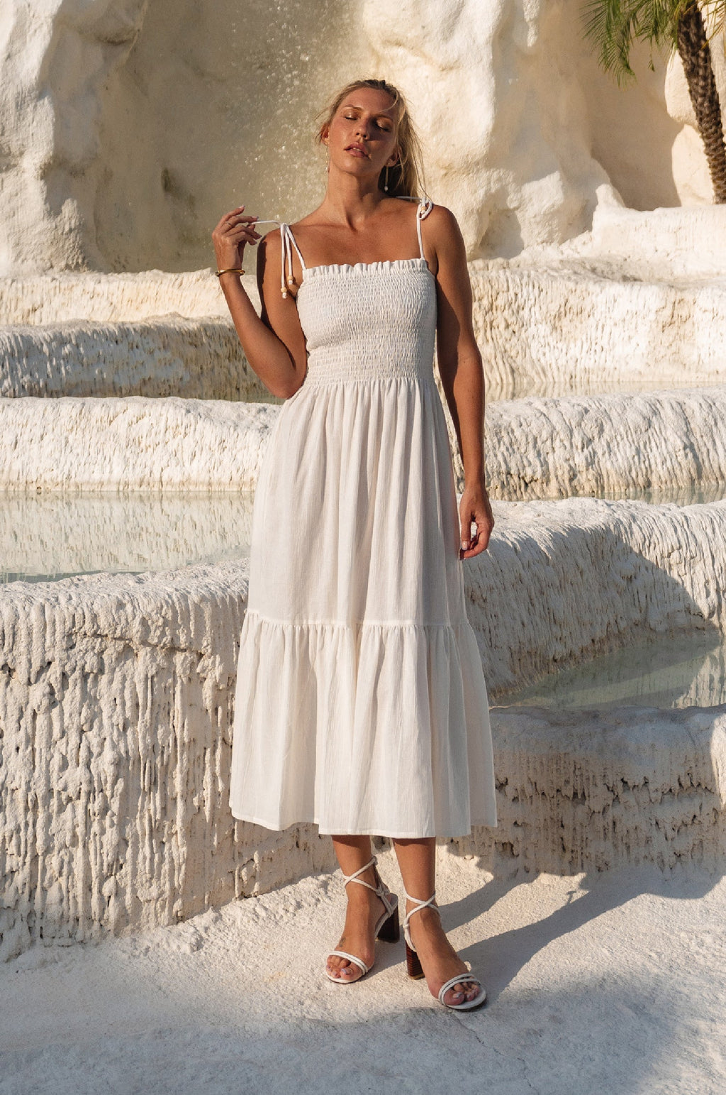 Paradiso Strappy Linen Midi Dress by Bali ELF