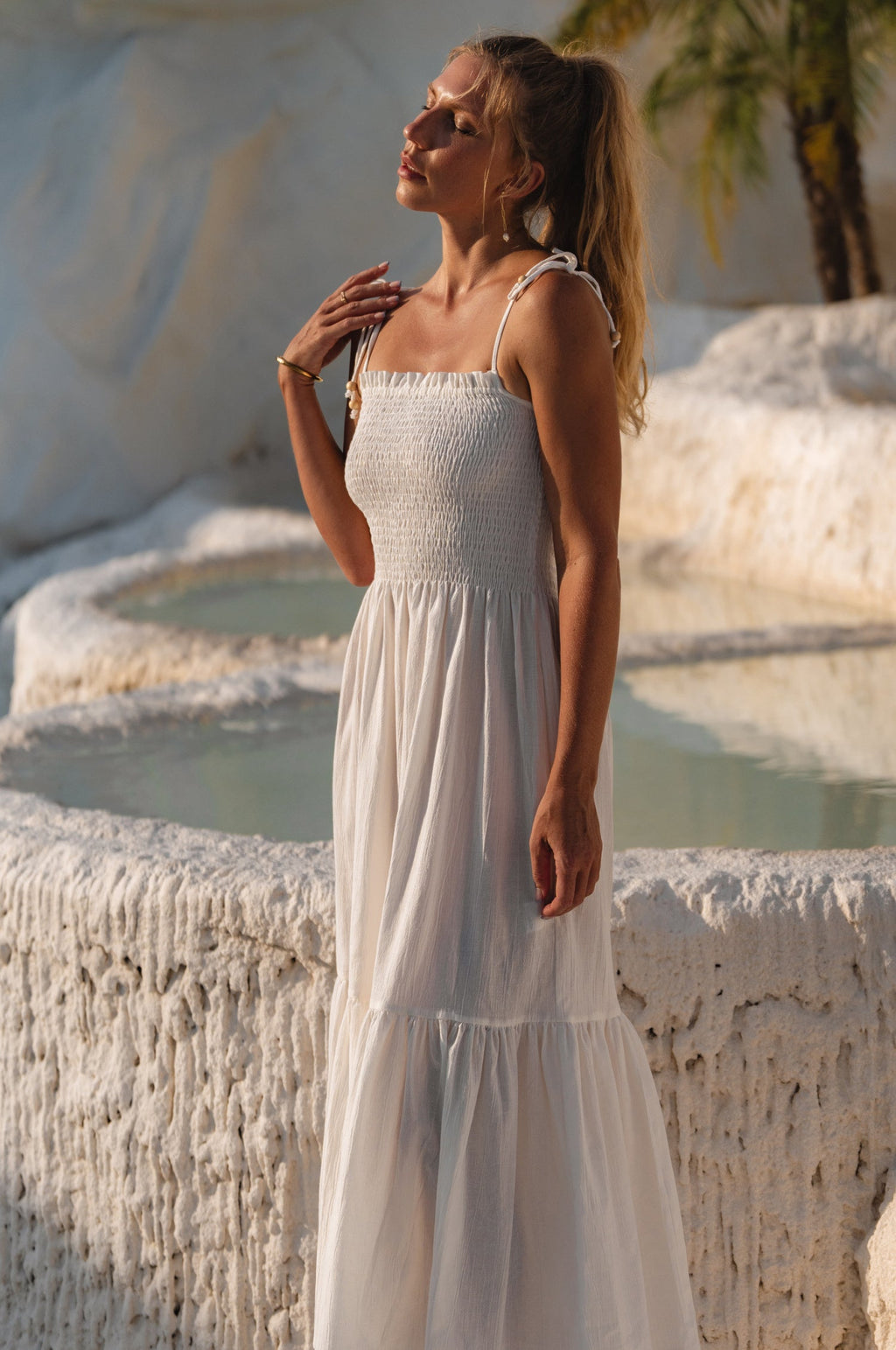 Paradiso Strappy Linen Midi Dress by Bali ELF