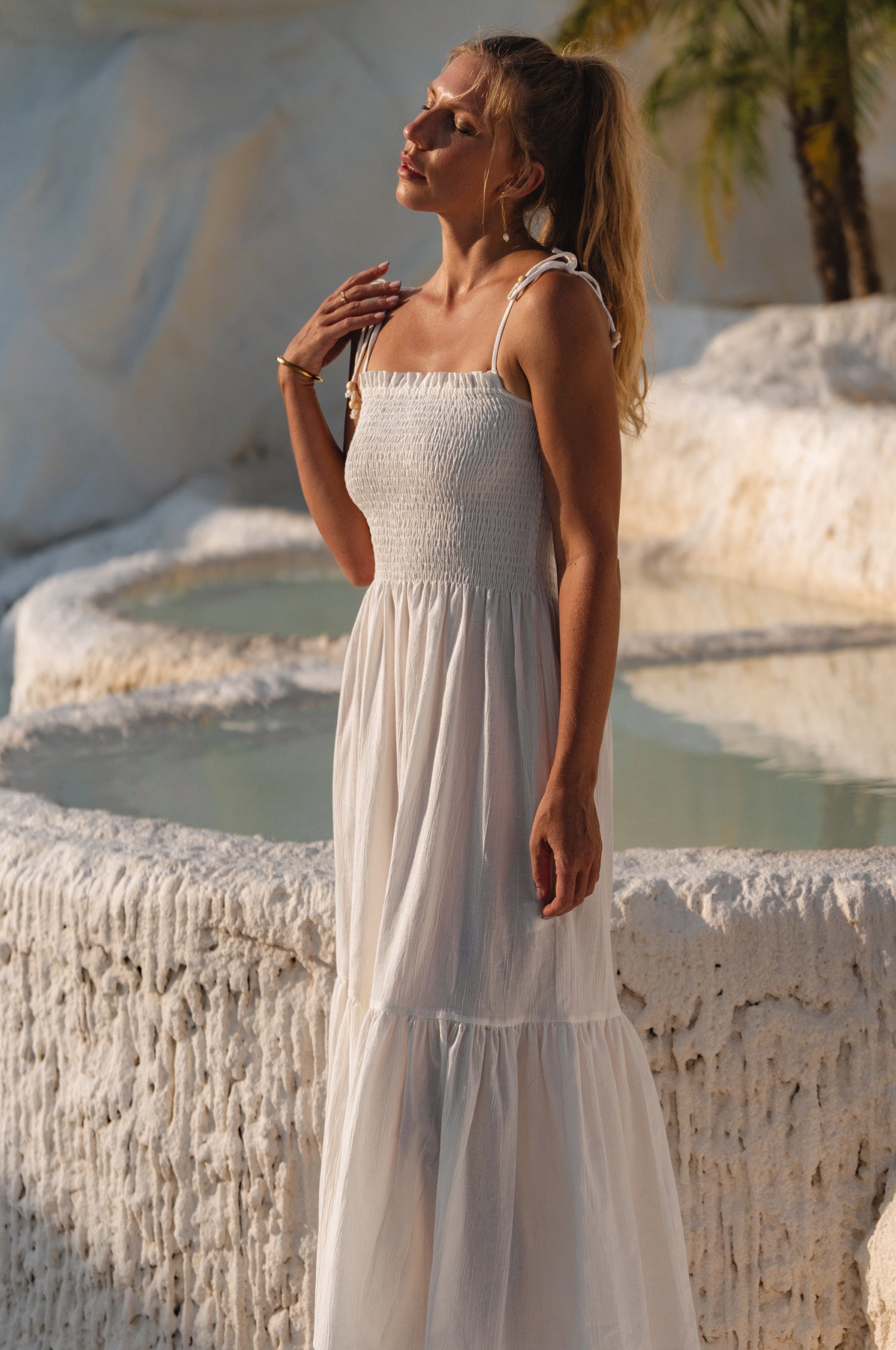 Paradiso Strappy Linen Midi Dress by Bali ELF