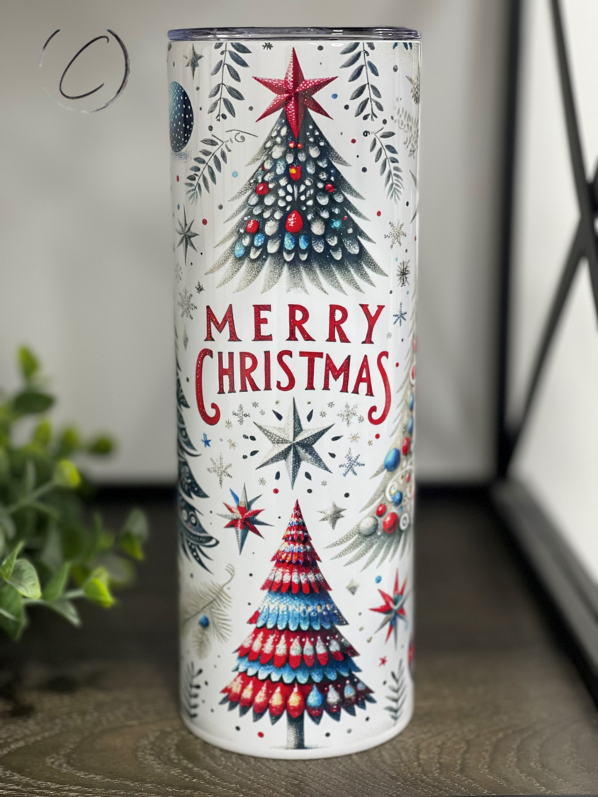 Patriotic Merry Christmas 20oz Skinny Tumbler by All The Right Perks LLC