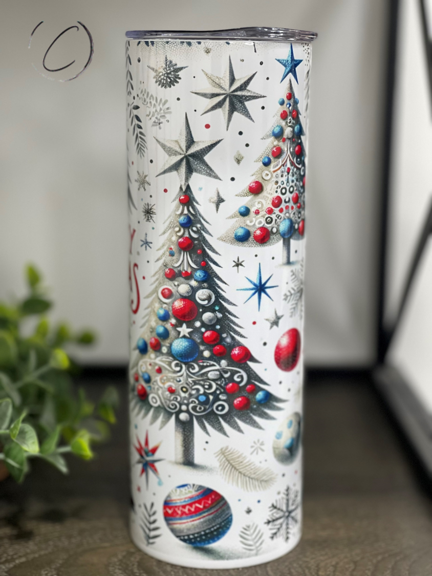 Patriotic Merry Christmas 20oz Skinny Tumbler by All The Right Perks LLC