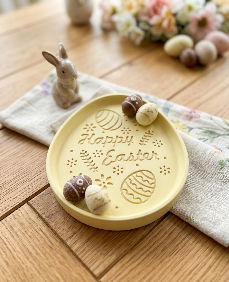 Floral Easter Egg Tray – Handcrafted Jesmonite