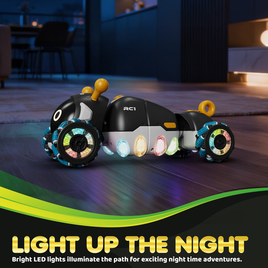Contixo - RC1 Mech Stunt RC Caterpillar Car With 2.4GHz Remote, 360° Spins, LED, Mist Spray, All-Terrain