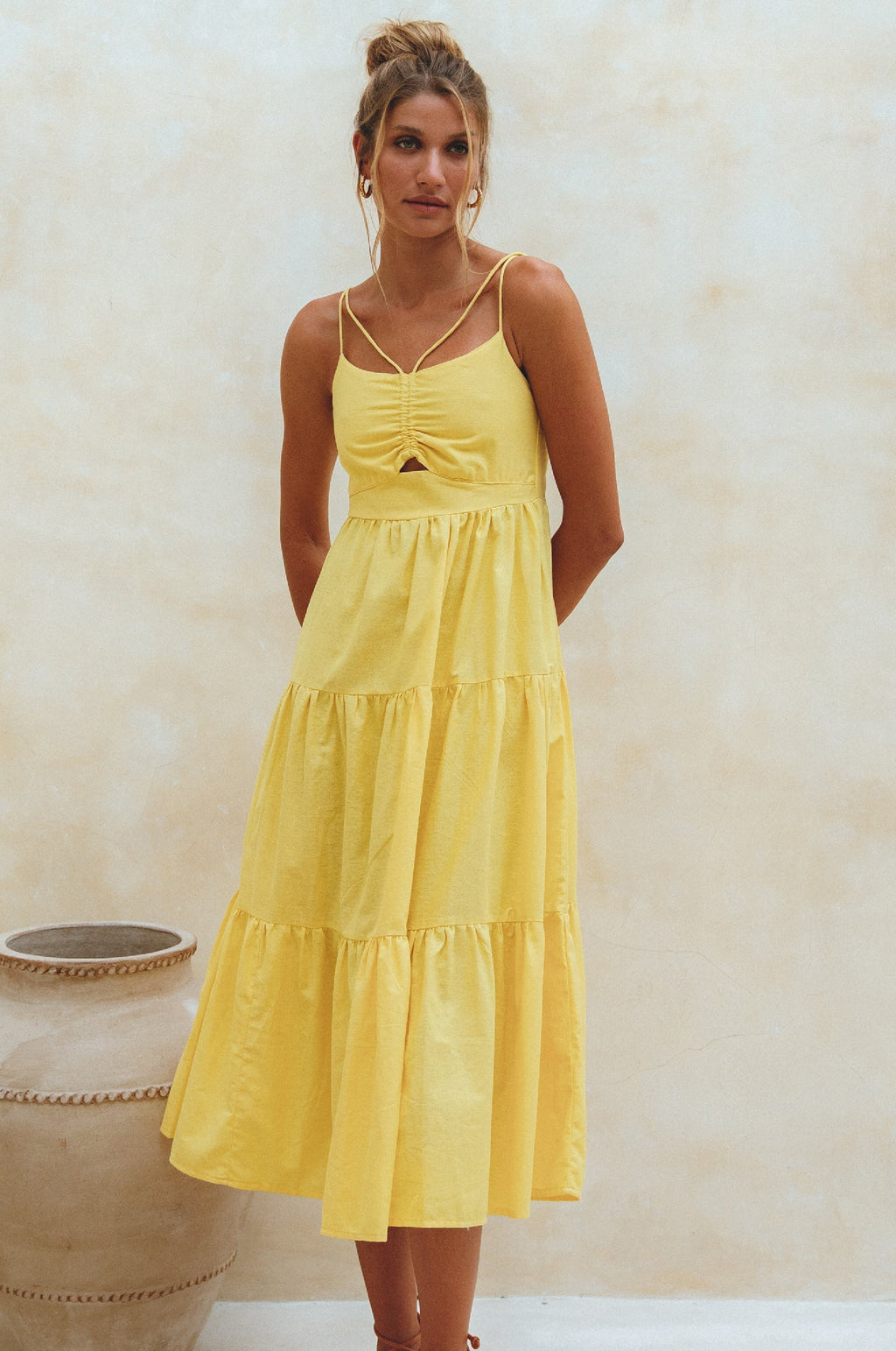 Rafaela Strappy Linen Midi Dress by Bali ELF