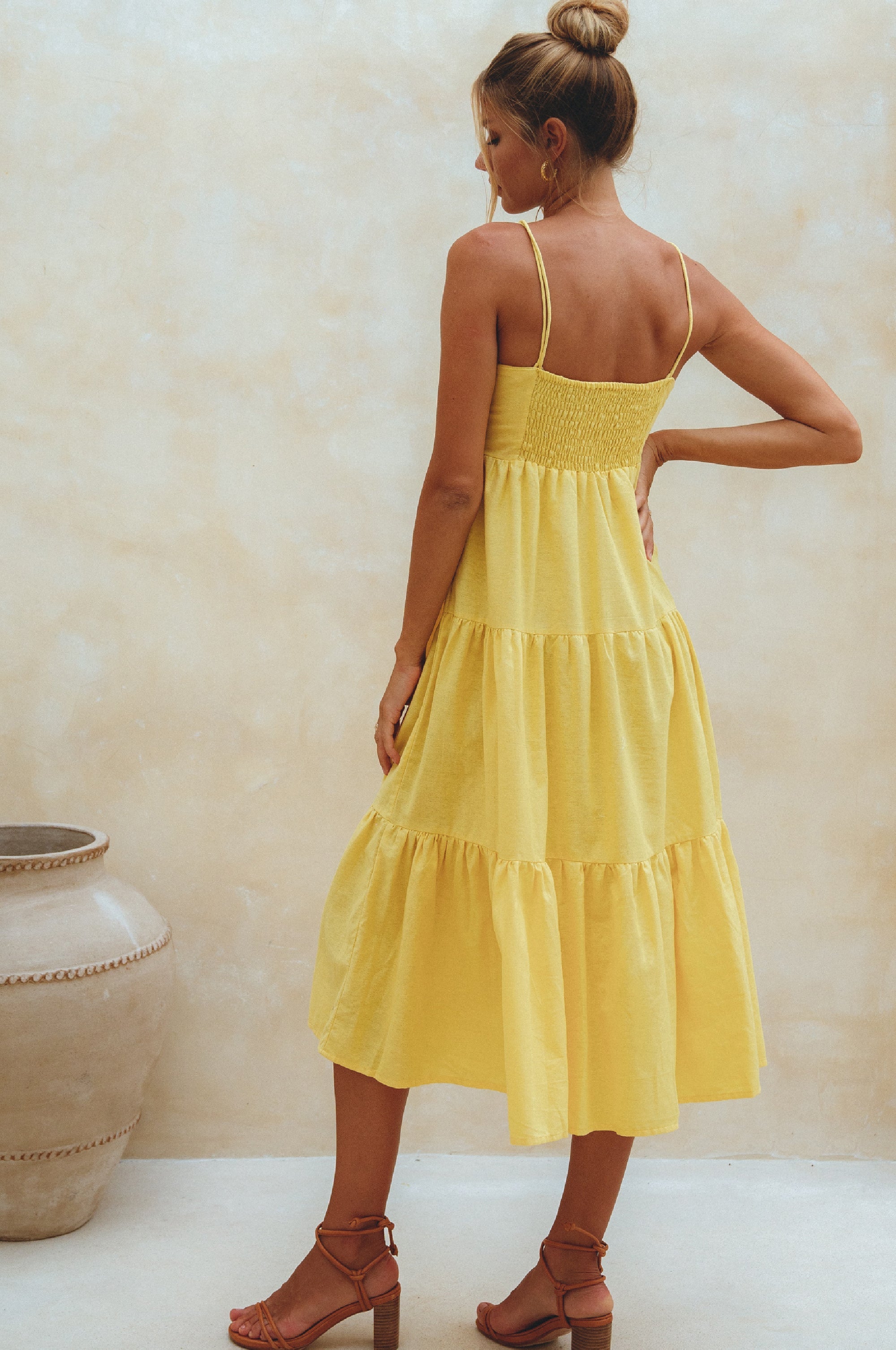 Rafaela Strappy Linen Midi Dress by Bali ELF