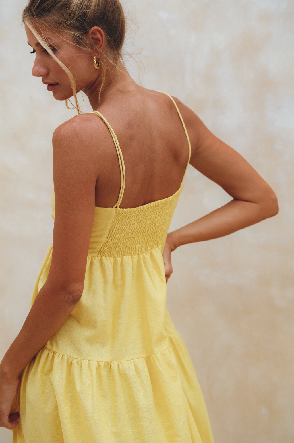 Rafaela Strappy Linen Midi Dress by Bali ELF