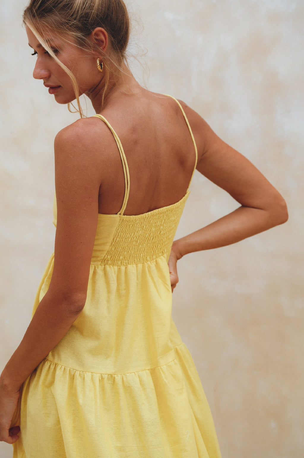 Rafaela Strappy Linen Midi Dress by Bali ELF