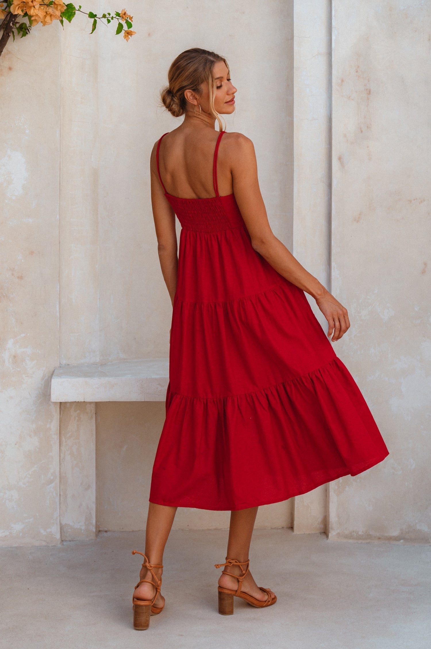 Rafaela Strappy Linen Midi Dress by Bali ELF