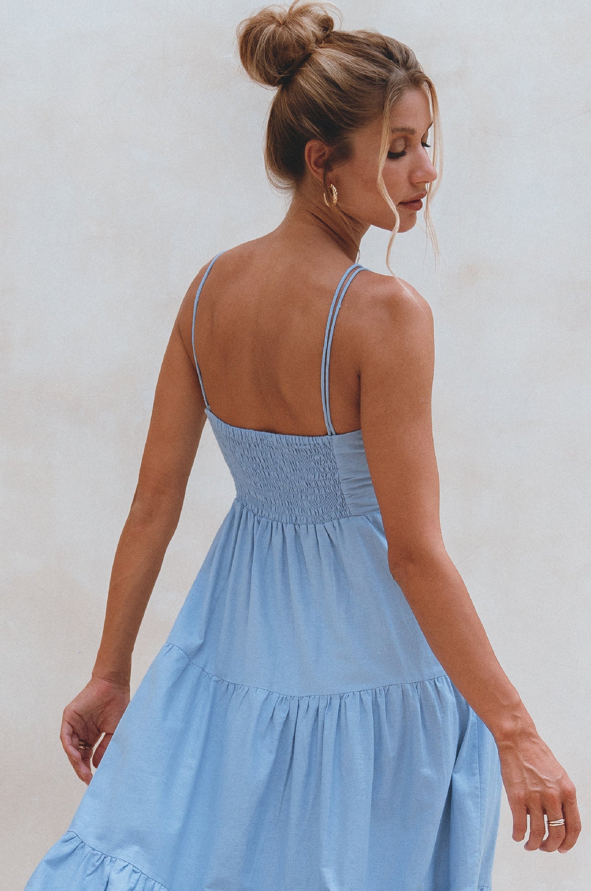 Rafaela Strappy Linen Midi Dress by Bali ELF