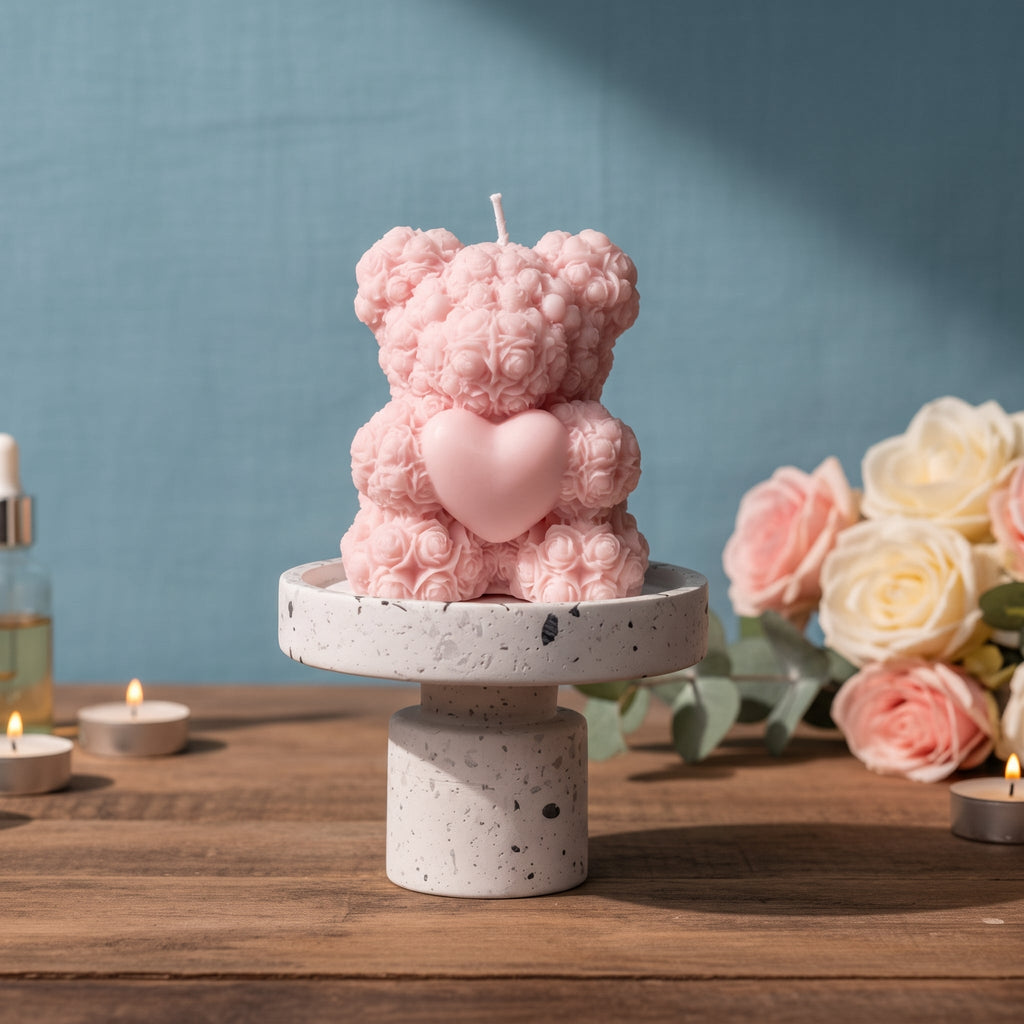 Rose Bear Candle | Sculptural Soy Wax Gift