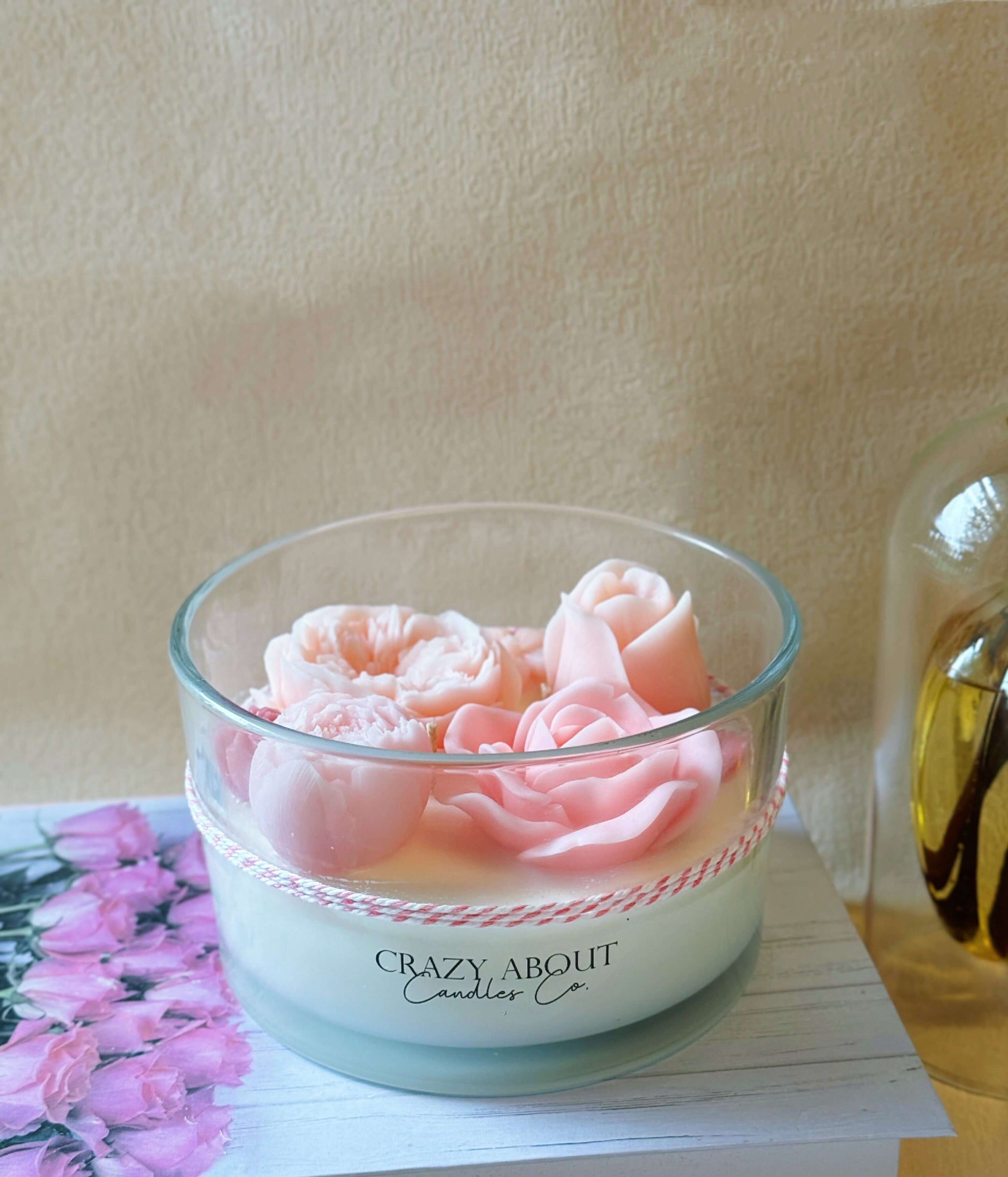 Large Rose-in-a-Jar Soy Candle – 16 oz | 60+ Hr Burn | 12 Scents