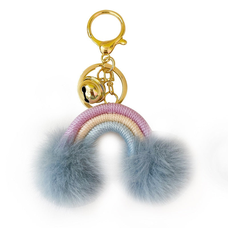 Kawaii Fluff Ball Rainbow Keychain