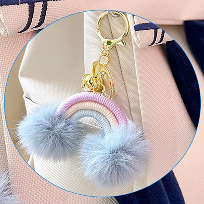 Kawaii Fluff Ball Rainbow Keychain
