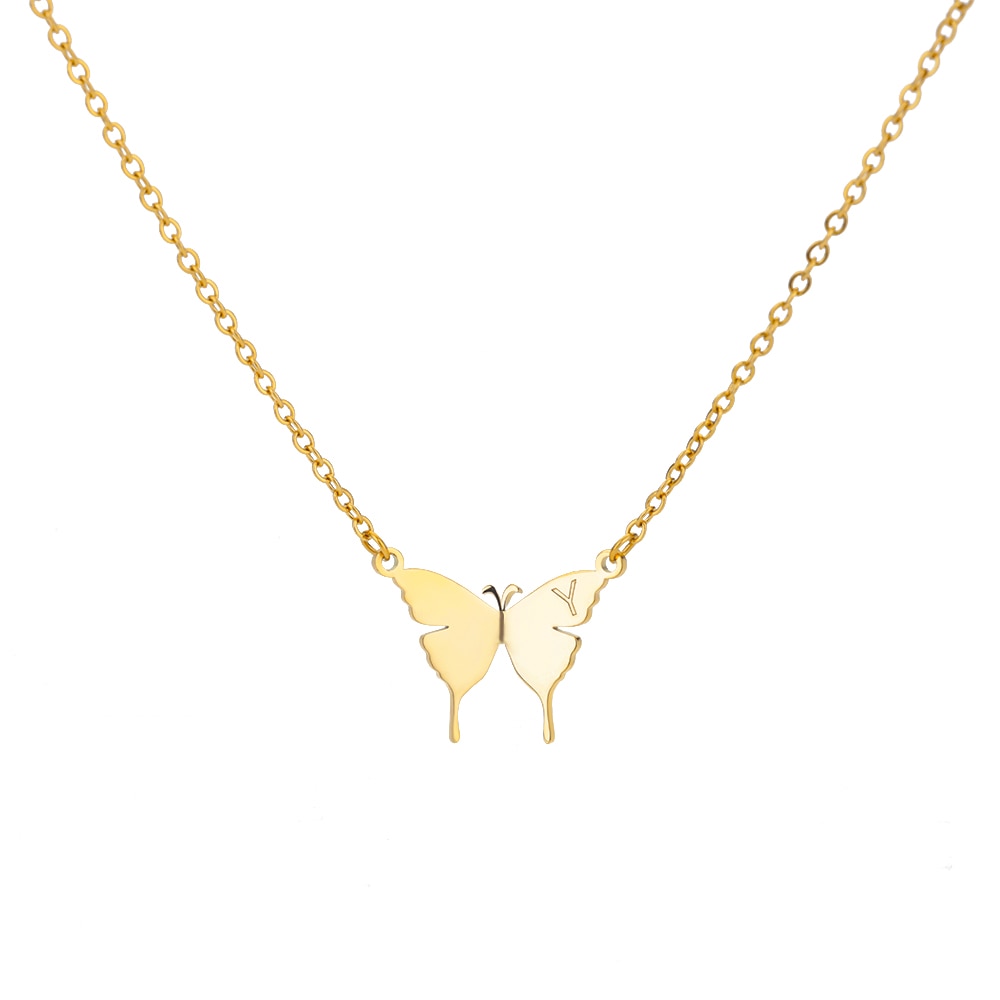 Butterfly Initial Letter Necklace by Kore Kawaii