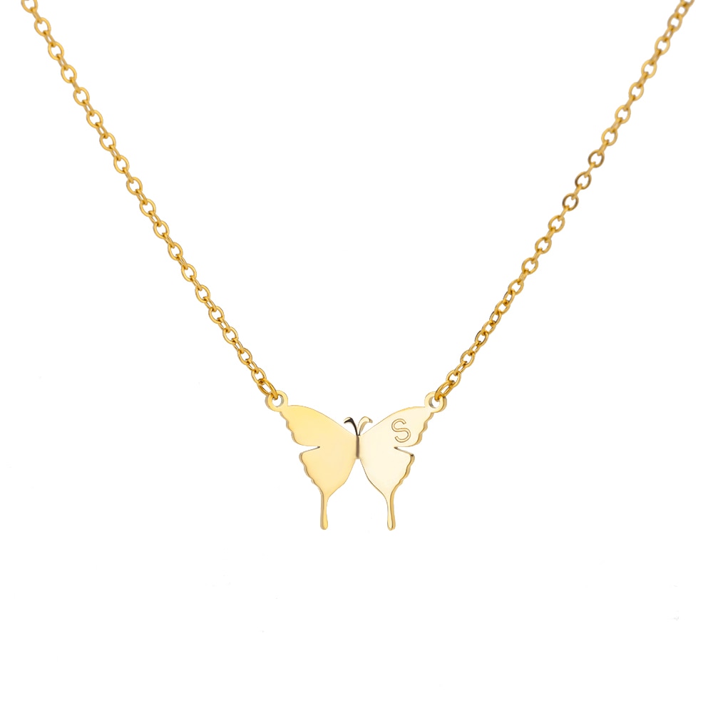 Butterfly Initial Letter Necklace by Kore Kawaii