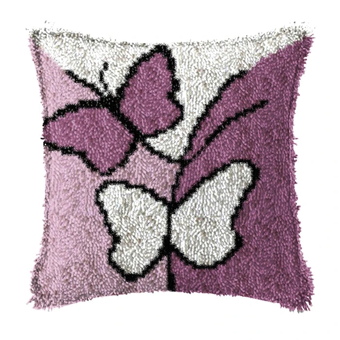 Knot Pillow Package Latch Hook Kit Cushion Pillowcase Kussen Set For Needlework DIY Butterfly Flower Plant Series Latch Hook Kit