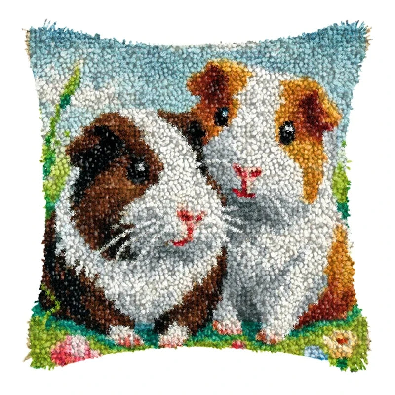 Knot Pillow Package Cartoon Animals Latch Hook Kit Cushion Pillowcase Kussen Set For Needlework Dog Raccoon Latch Hook Kits DIY