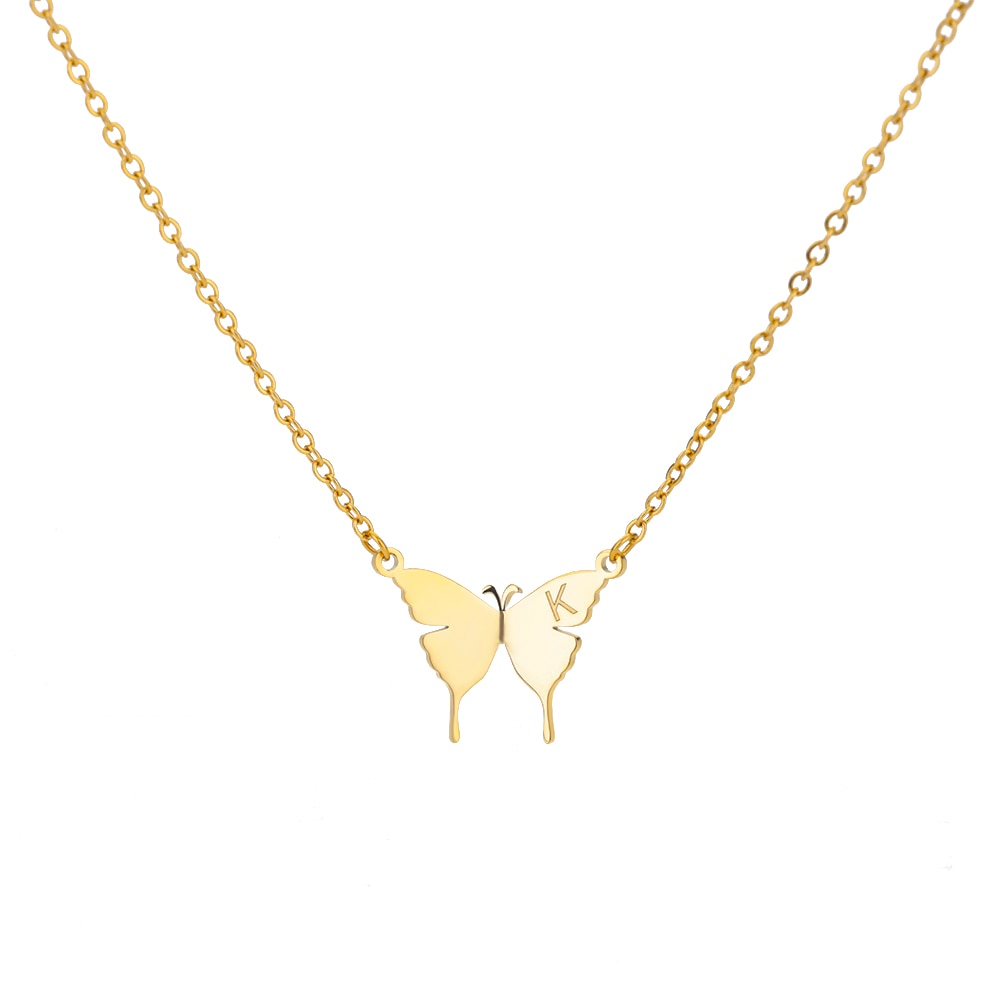 Butterfly Initial Letter Necklace by Kore Kawaii