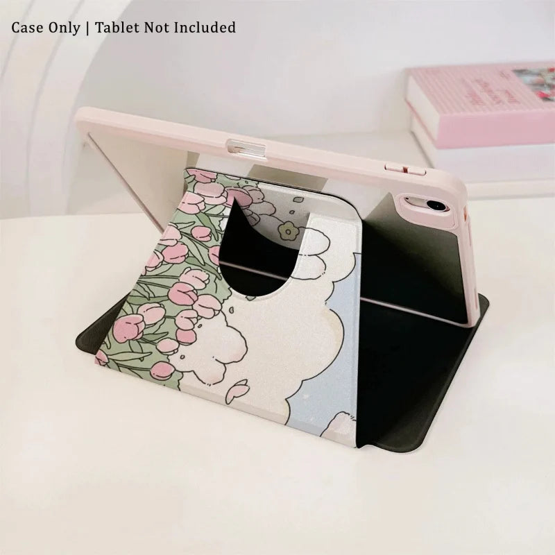 Kawaii Tulips & Bunnies iPad Case