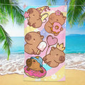 Kawaii Capybara Cuties Beach Towel