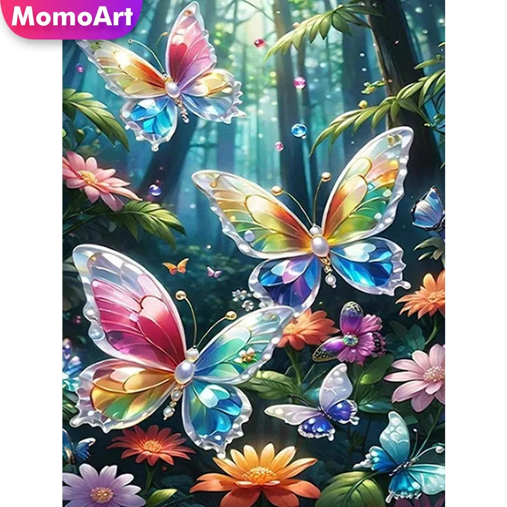 MomoArt Diamond Embroidery Butterfly Full Square Round Diamond Painting Animal DIY Cross Stitch Mosaic Colorful Handicraft
