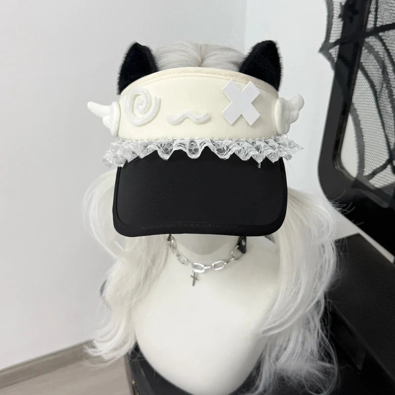 Kawaii Confused Kitty Summer Visor