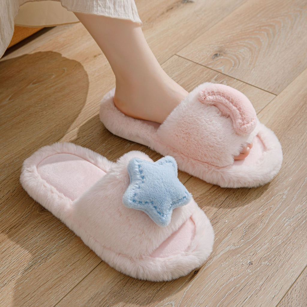 Kawaii Moon & Star Cotton Slippers