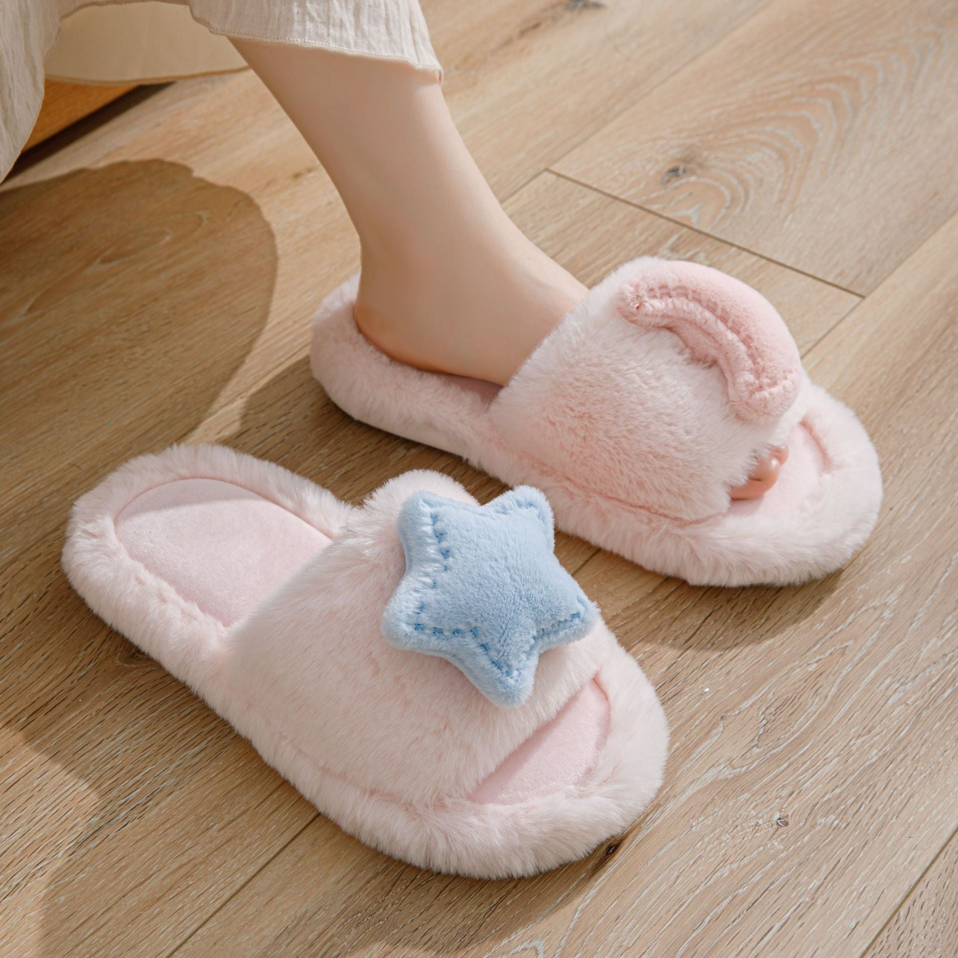 Kawaii Moon & Star Cotton Slippers