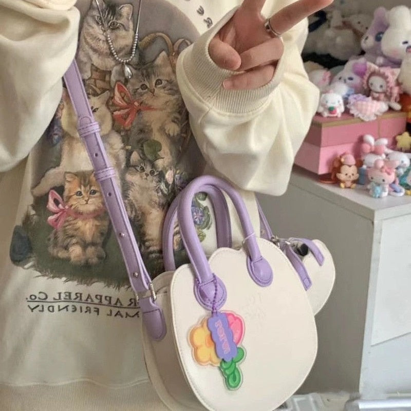 Kawaii White and Purple Tulip Bag