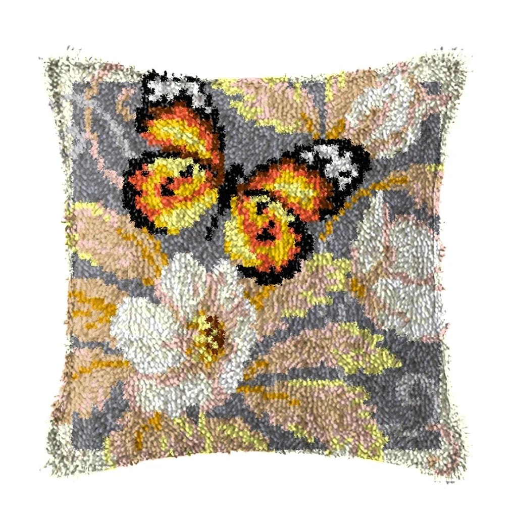Knot Pillow Package Latch Hook Kit Cushion Pillowcase Kussen Set For Needlework DIY Butterfly Flower Plant Series Latch Hook Kit
