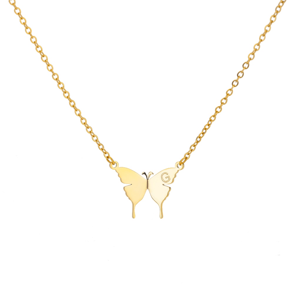 Butterfly Initial Letter Necklace by Kore Kawaii