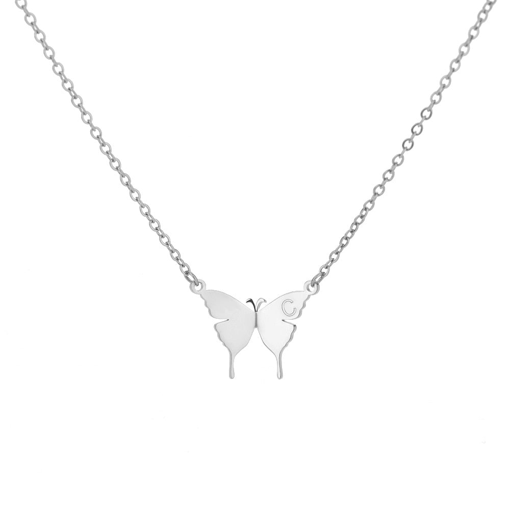 Butterfly Initial Letter Necklace by Kore Kawaii