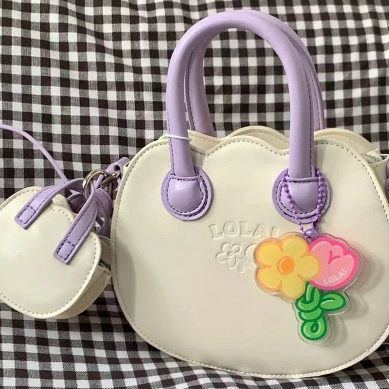 Kawaii White and Purple Tulip Bag