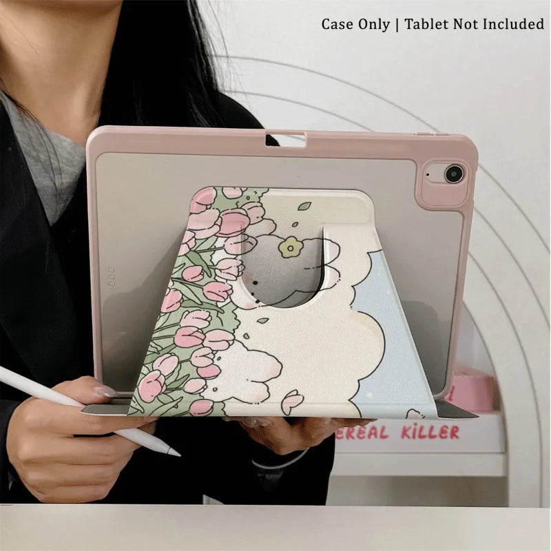 Kawaii Tulips & Bunnies iPad Case