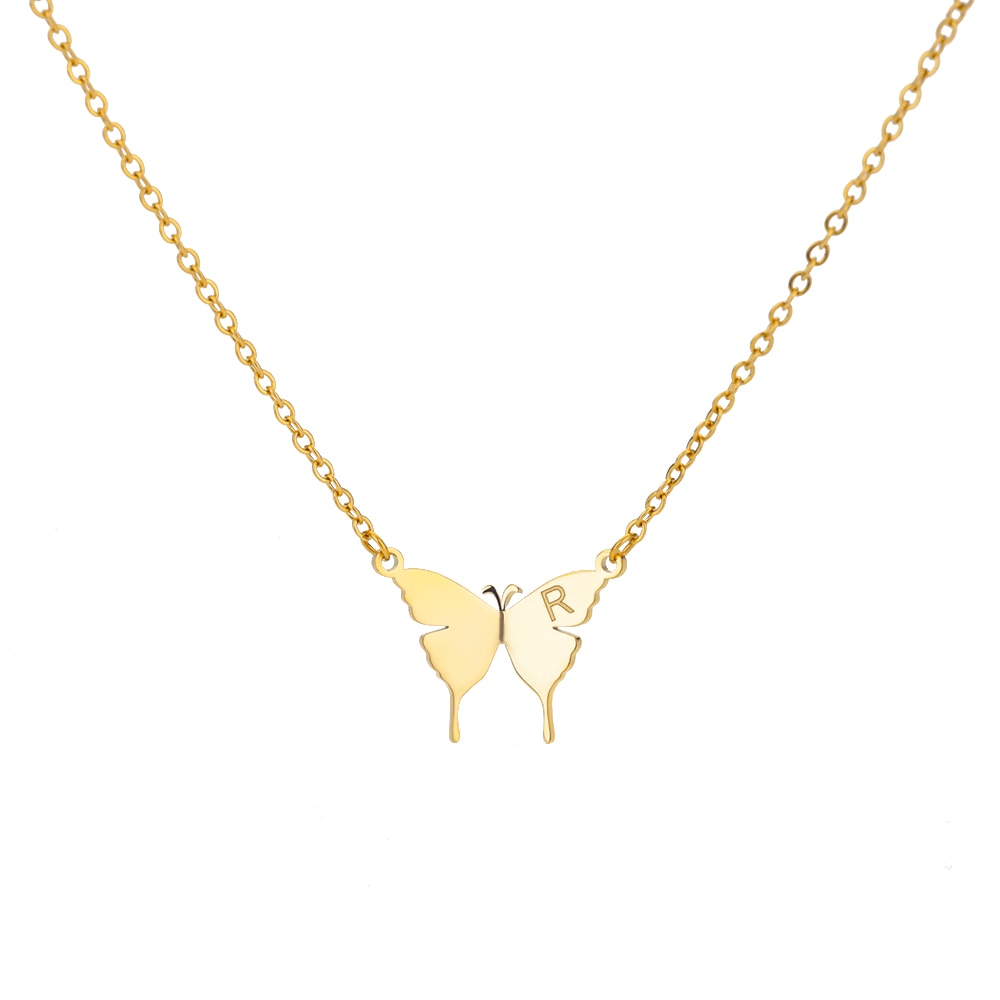 Butterfly Initial Letter Necklace by Kore Kawaii