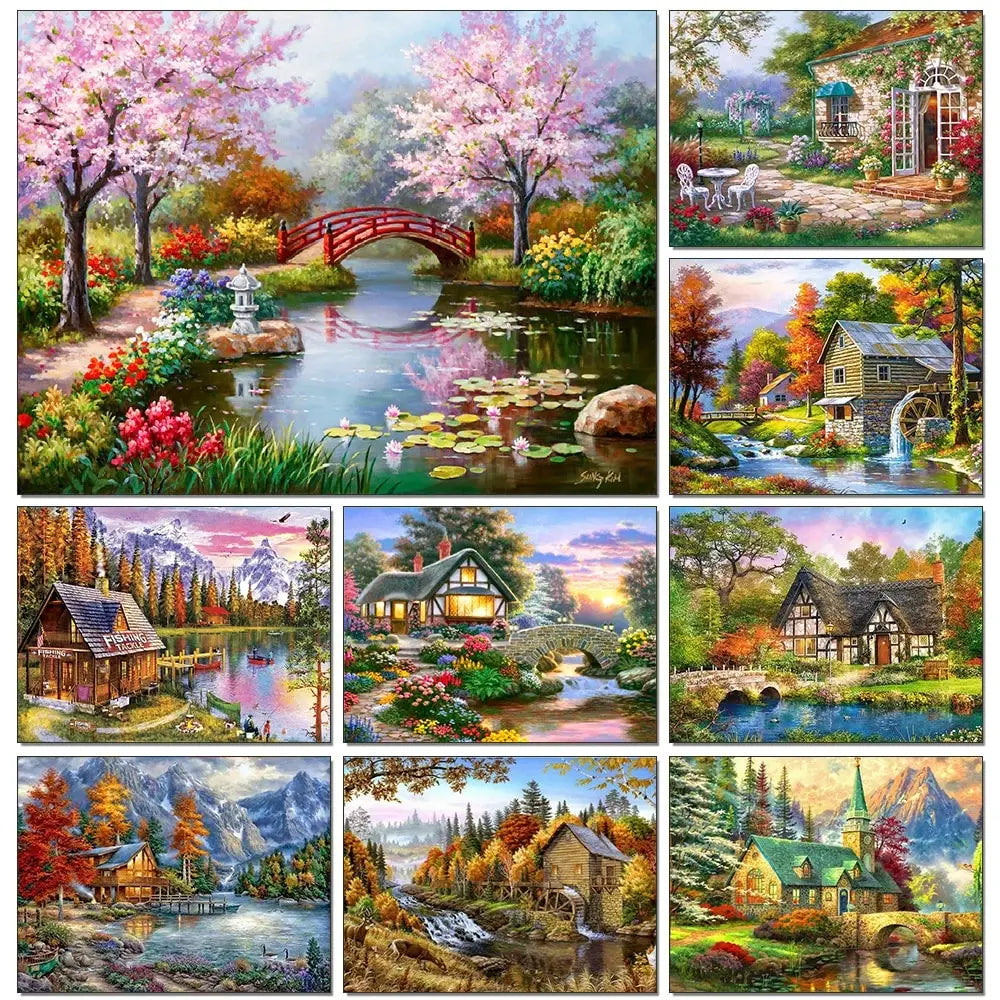 5D Diamond Painting Landscape House Full Drill DIY Embroidery Kit