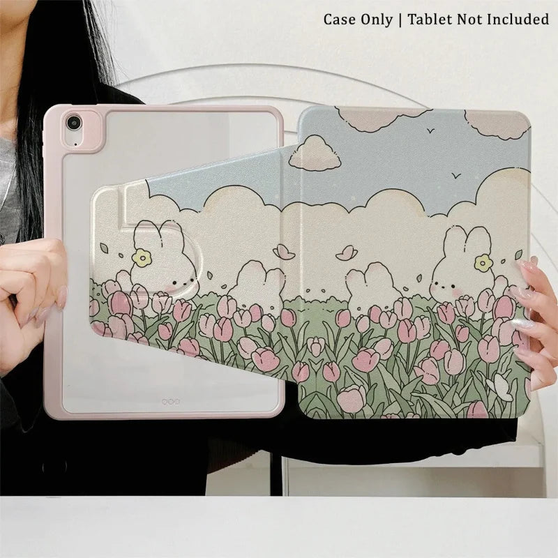 Kawaii Tulips & Bunnies iPad Case