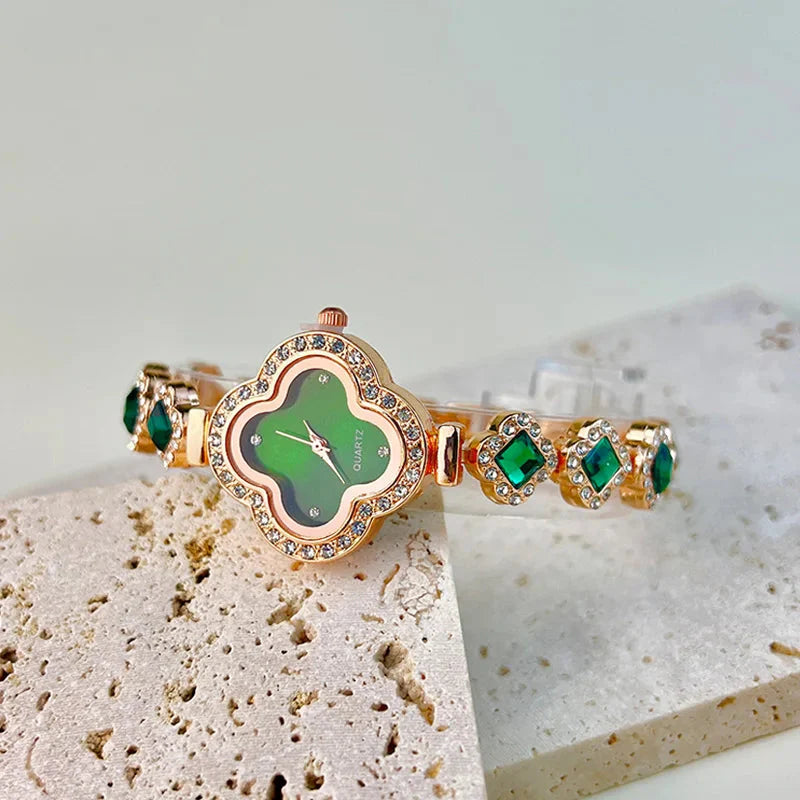 Four-leaf Clover Embedded Diamond Watch