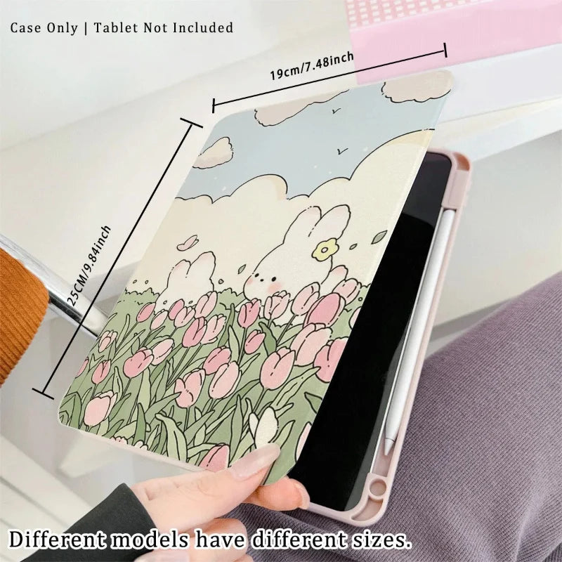Kawaii Tulips & Bunnies iPad Case