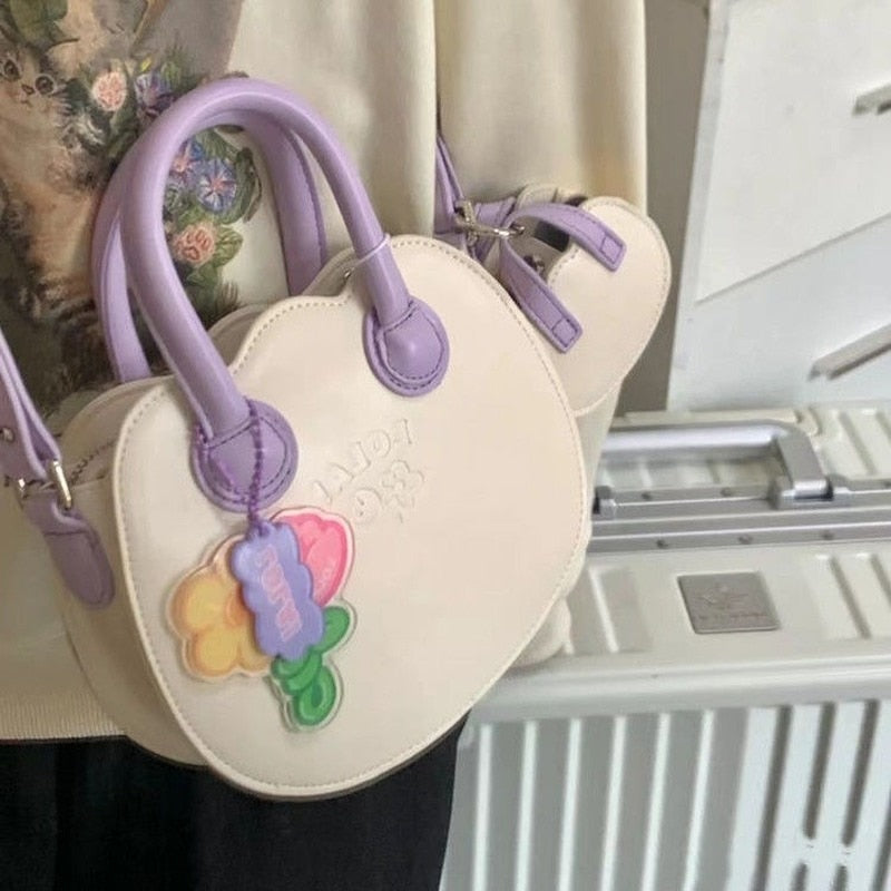 Kawaii White and Purple Tulip Bag